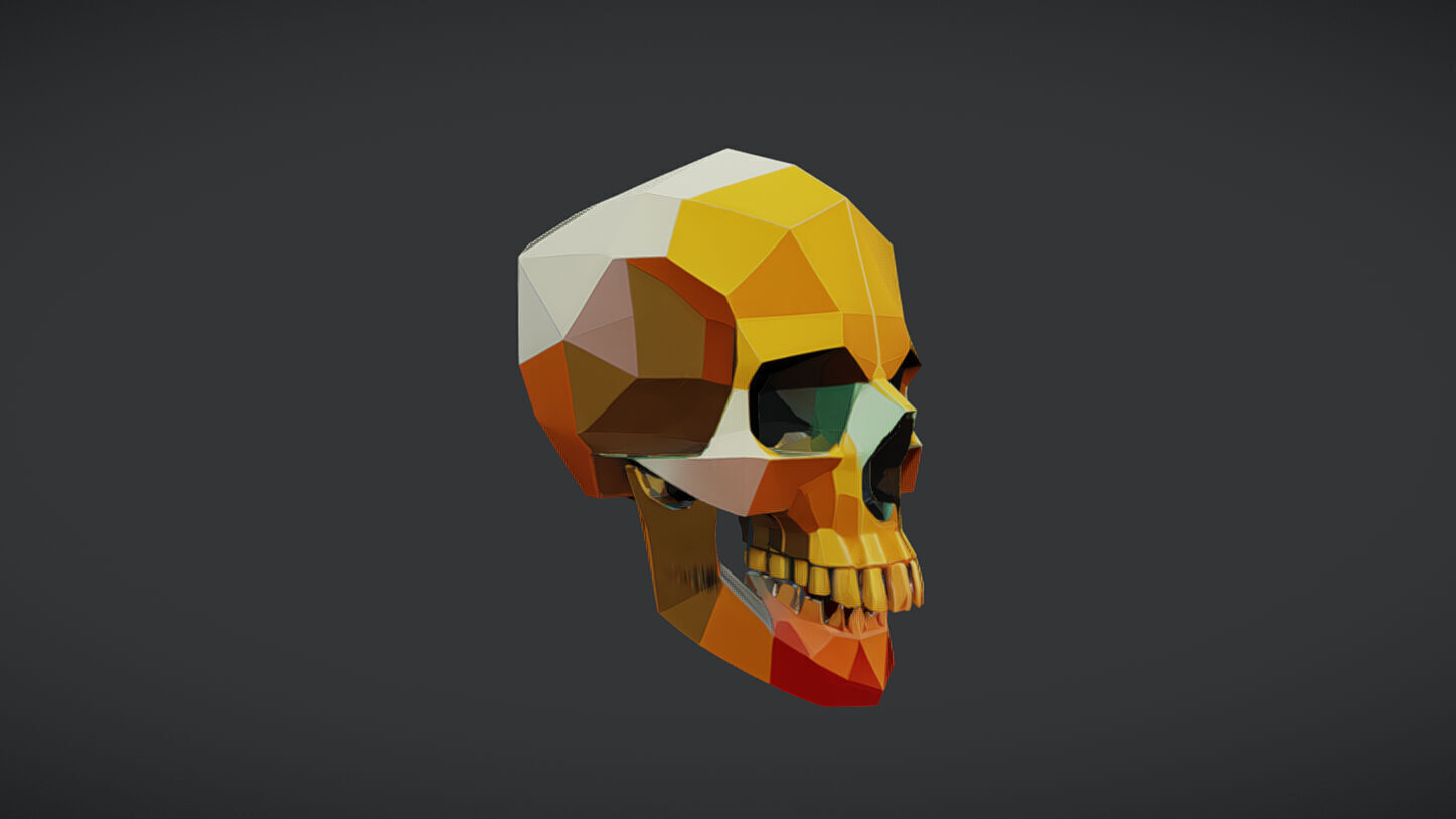 lowpoly geometric skull 3D model_1