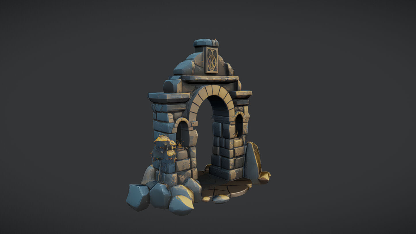 ancient stone archway 3D model_1