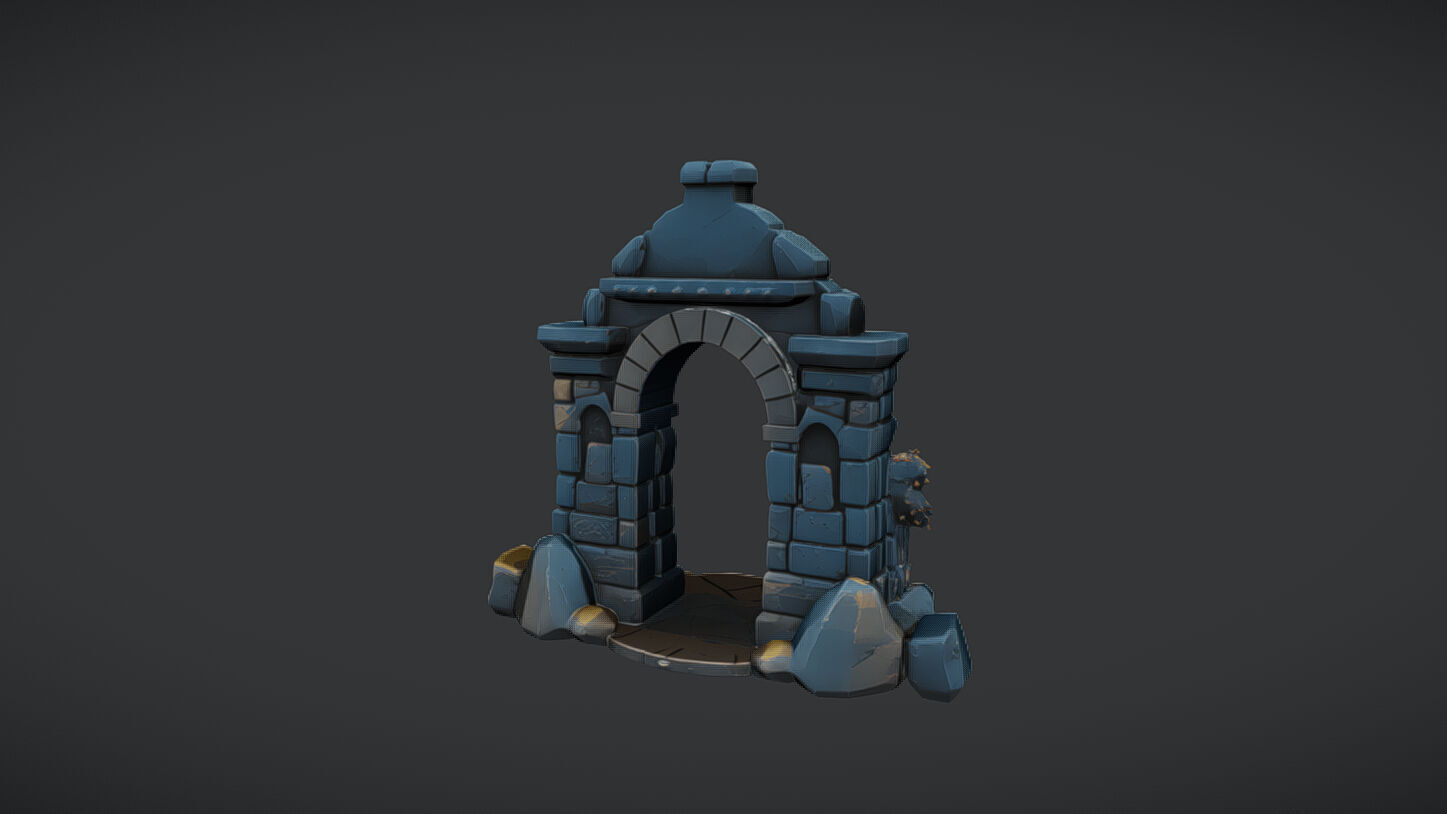 ancient stone archway 3D model_4