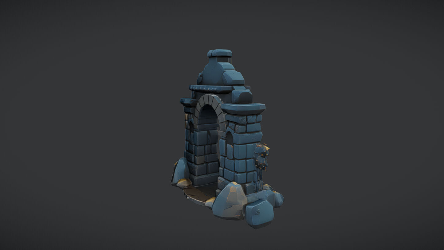 ancient stone archway 3D model_3