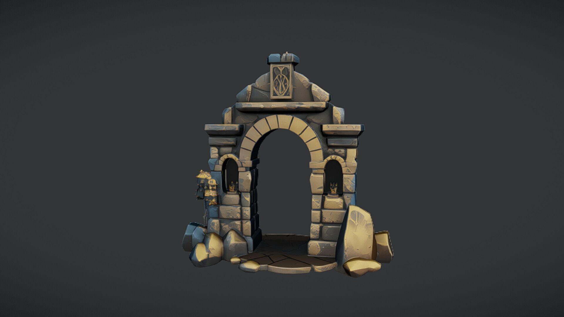 ancient stone archway 3D model_7