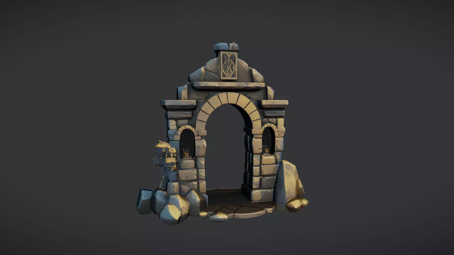 ancient stone archway 3D model_0