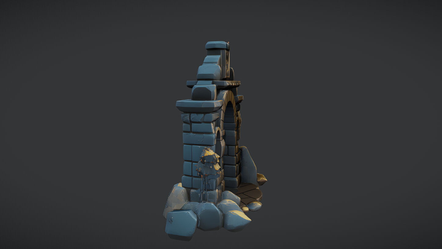 ancient stone archway 3D model_2