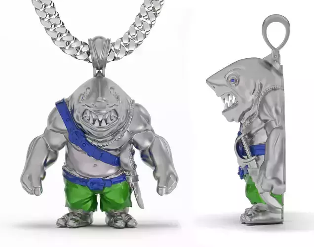 Shark Pendant sharkman 3d model