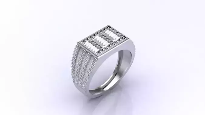 Print Ready STL 3DM  Gents Rings Diamond Men Ring 