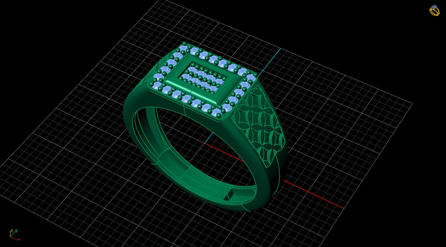 Print Ready STL 3DM Gents Rings Diamond Men Ring 3D print model_2