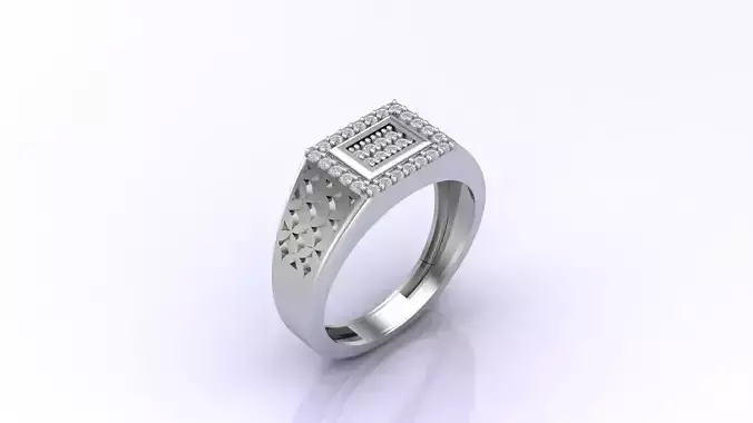 Print Ready STL 3DM  Gents Rings Diamond Men Ring 
