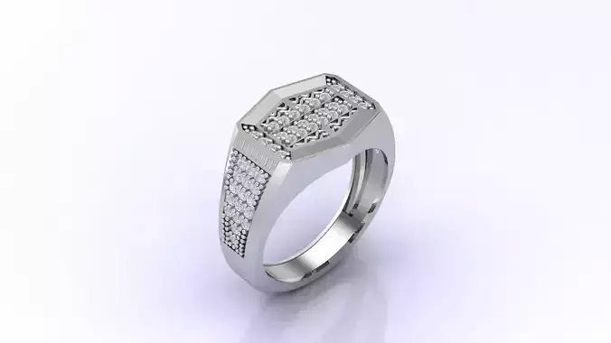 Print Ready STL 3DM  Gents Rings Diamond Men Ring 