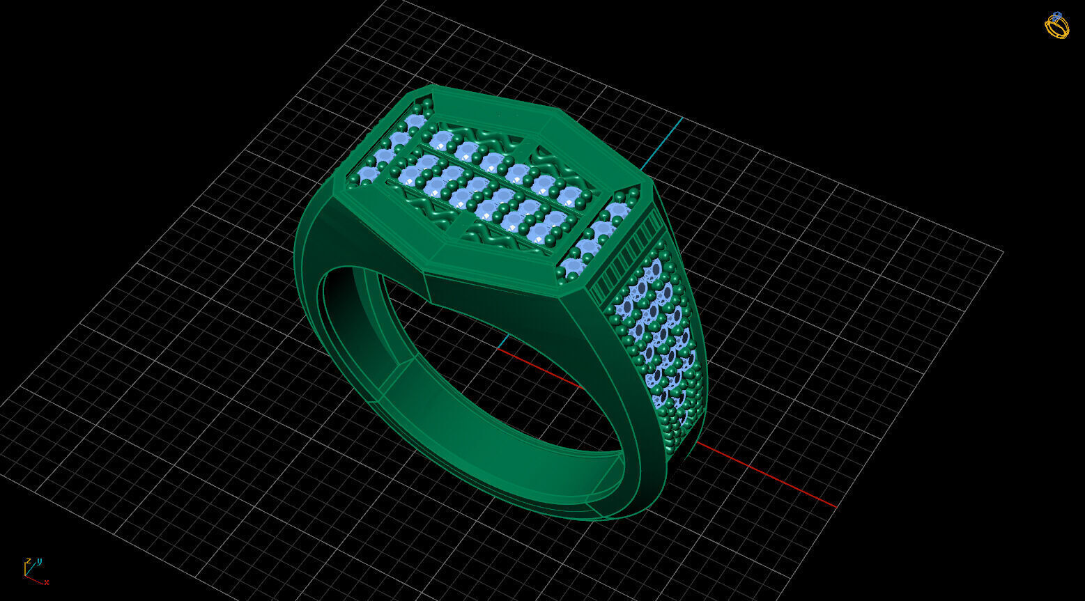 Print Ready STL 3DM Gents Rings Diamond Men Ring 3D print model_2