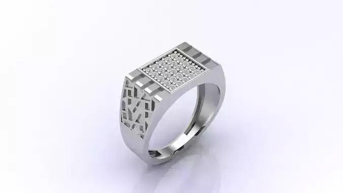 Print Ready STL 3DM  Gents Rings Diamond Men Ring 