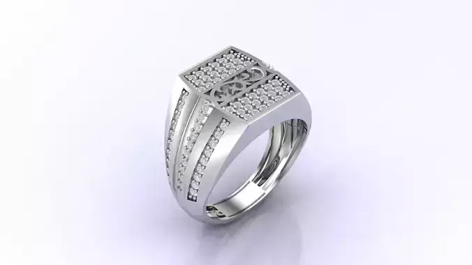 Print Ready STL 3DM  Gents Rings Diamond Men Ring 