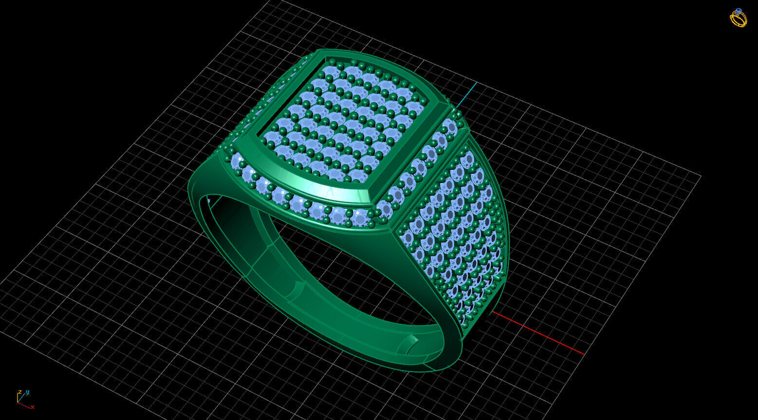 Print Ready STL 3DM  Gents Rings Diamond Men Ring  3D print model_2