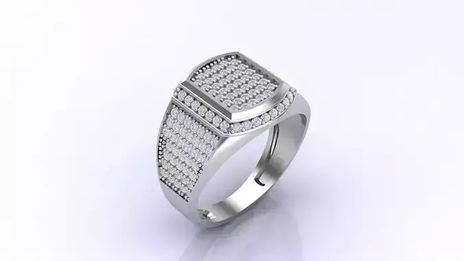 Print Ready STL 3DM  Gents Rings Diamond Men Ring 
