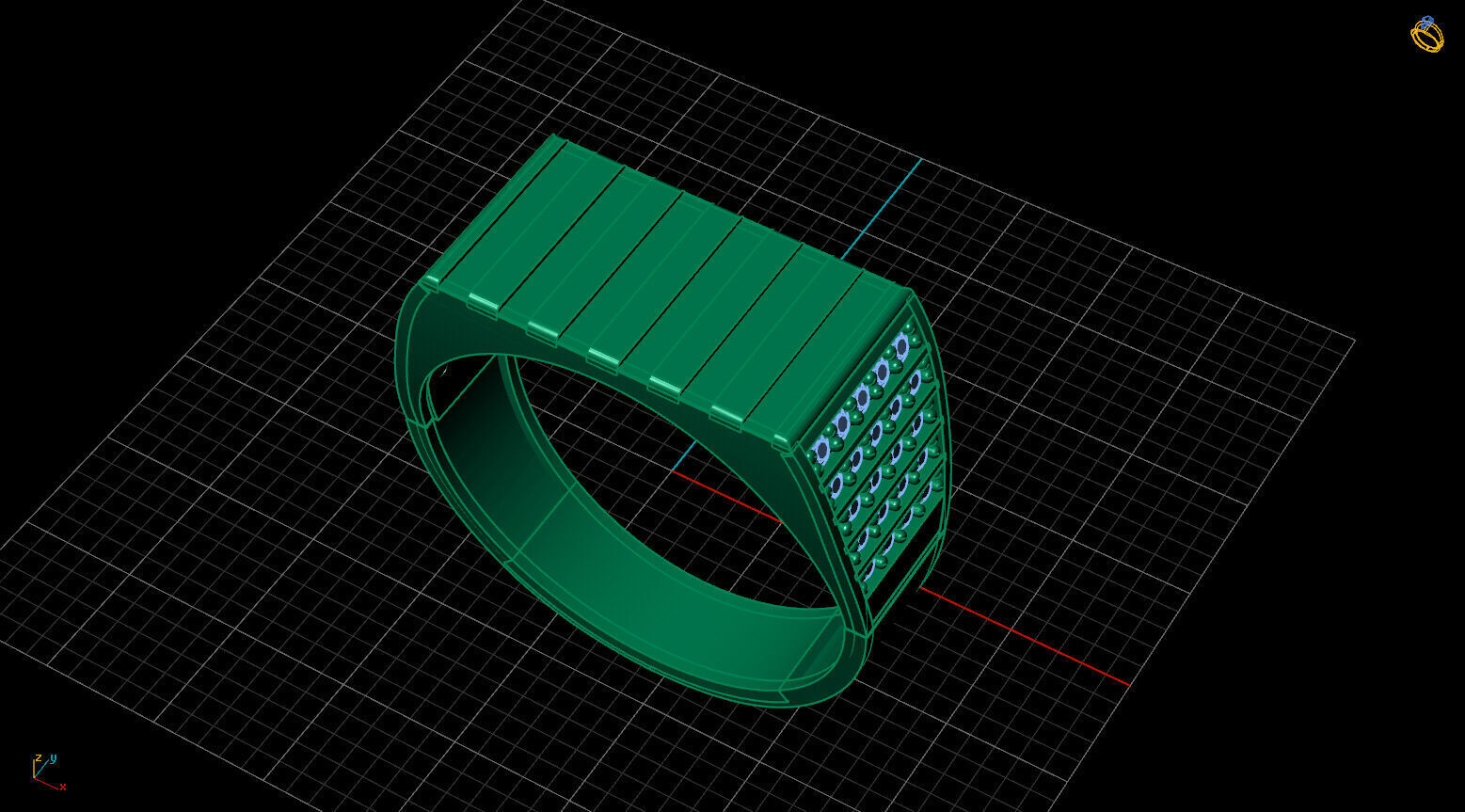Print Ready STL 3DM Gents Rings Diamond Men Ring 3D print model_2