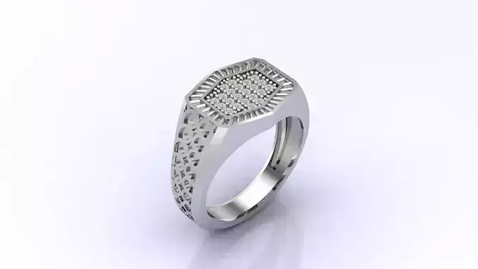 Print Ready STL 3DM  Gents Rings Diamond Men Ring 