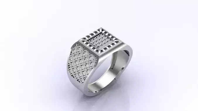Print Ready STL 3DM  Gents Rings Diamond Men Ring 