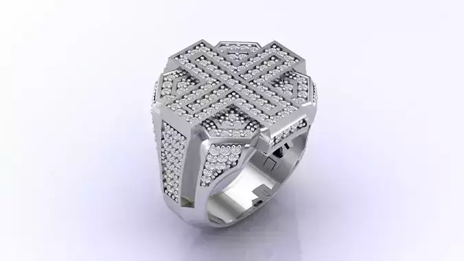 Print Ready STL 3DM  Gents Rings Diamond Men Ring 