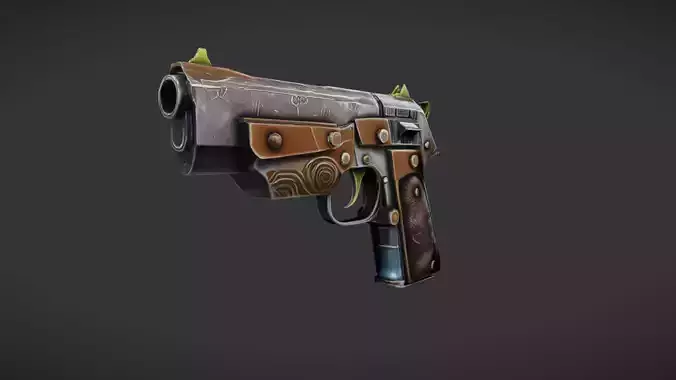 Steampunk-style ornate handgun