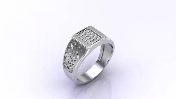 Print Ready STL 3DM  Gents Rings Diamond Men Ring 
