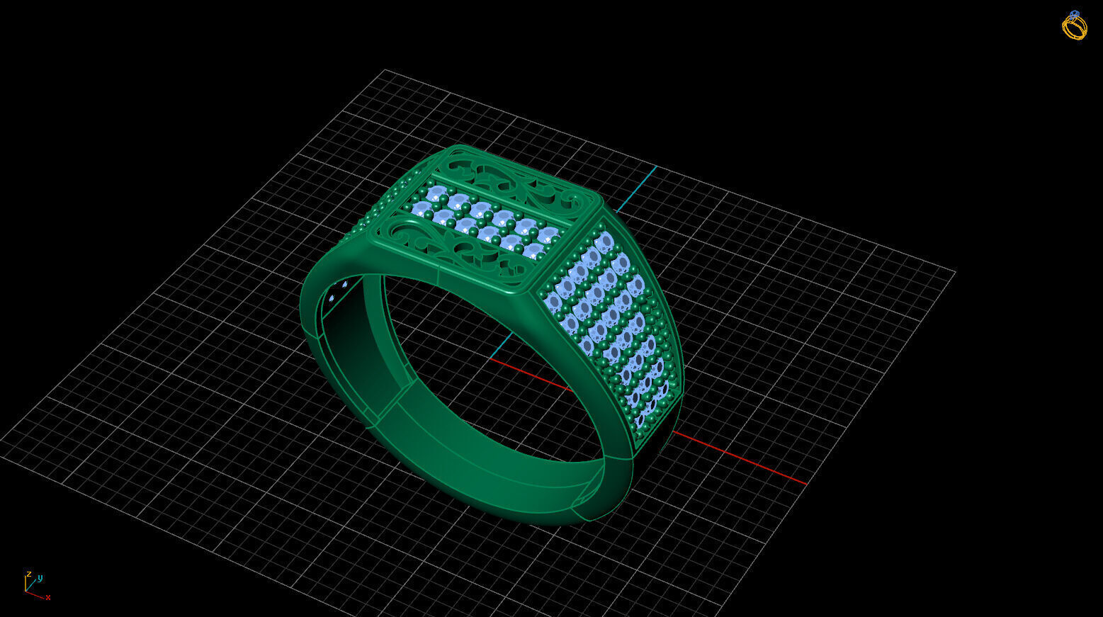 Print Ready STL 3DM Gents Rings Diamond Men Ring 3D print model_2