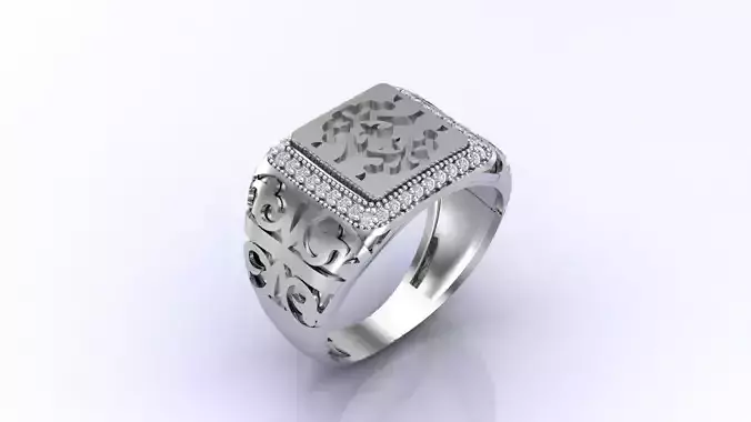 Print Ready STL 3DM  Gents Rings Diamond Men Ring 
