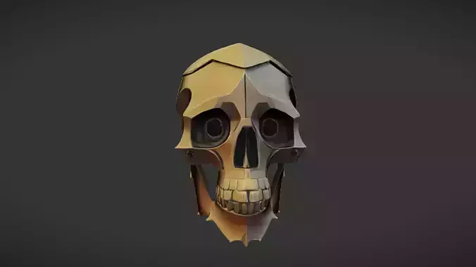 Low poly human skull sculpture