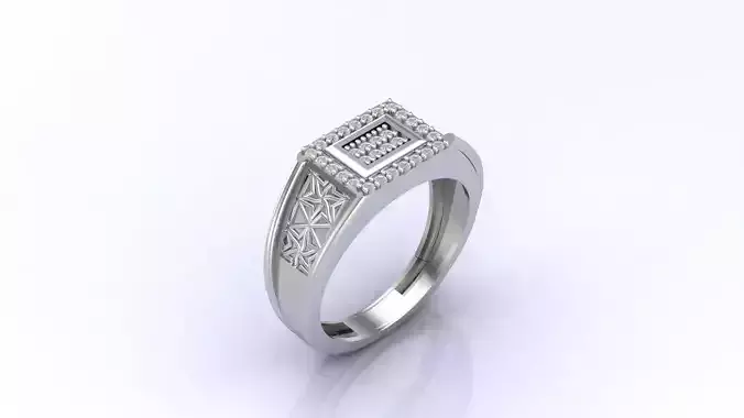 Print Ready STL 3DM  Gents Rings Diamond Men Ring 