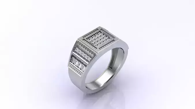 Print Ready STL 3DM  Gents Rings Diamond Men Ring 