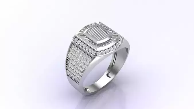 Print Ready STL 3DM  Gents Rings Diamond Men Ring 