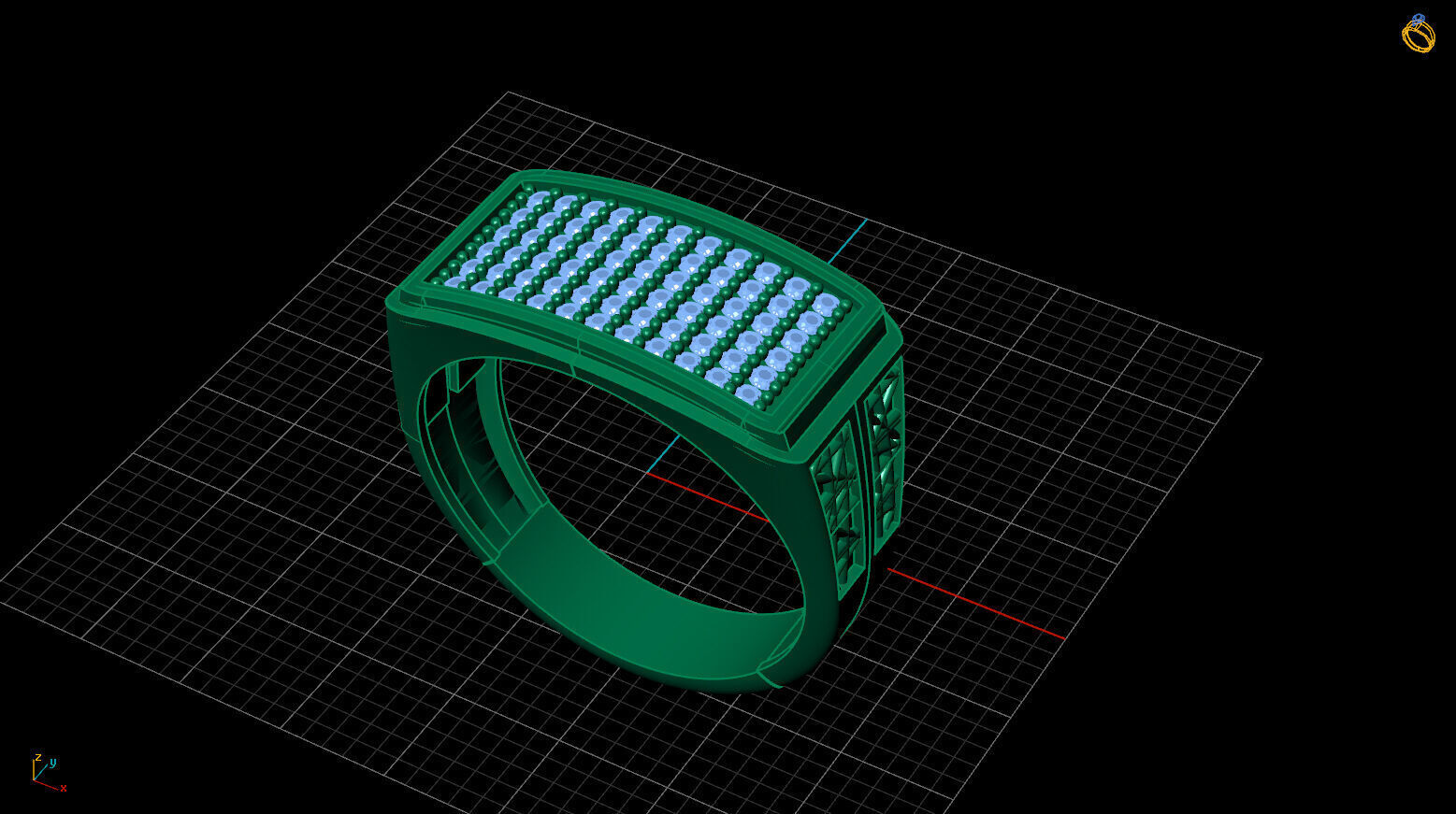 Print Ready STL 3DM Gents Rings Diamond Men Ring 3D print model_2