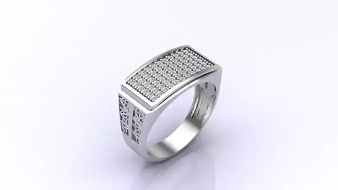 Print Ready STL 3DM  Gents Rings Diamond Men Ring 