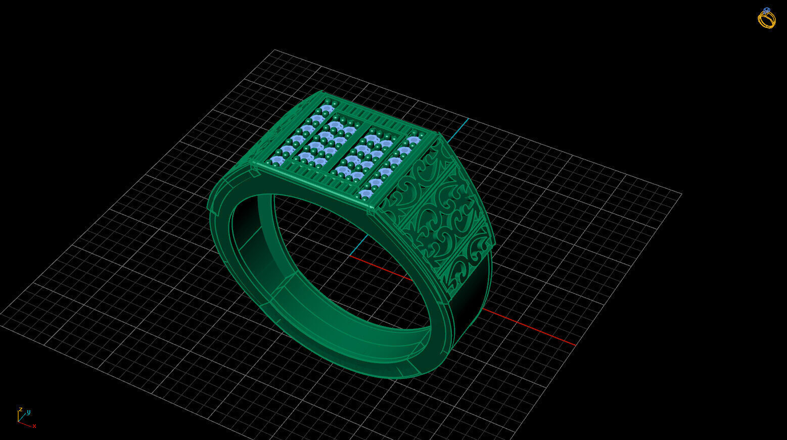 Print Ready STL 3DM Gents Rings Diamond Men Ring 3D print model_2