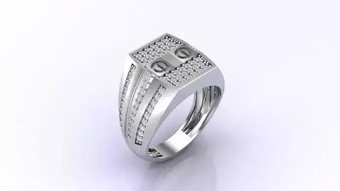 Print Ready STL 3DM  Gents Rings Diamond Men Ring 