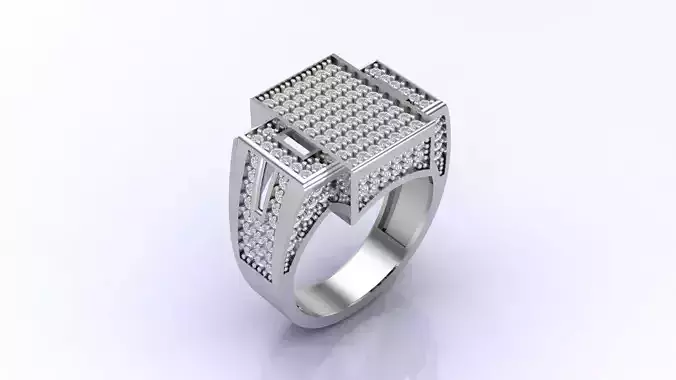 Print Ready STL 3DM  Gents Rings Diamond Men Ring 