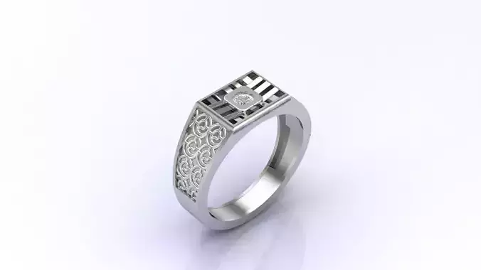 Print Ready STL 3DM  Gents Rings Diamond Men Ring 