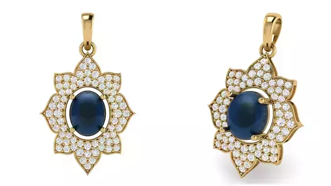 Diamond Lotus Cabochon Pendant 3D print model