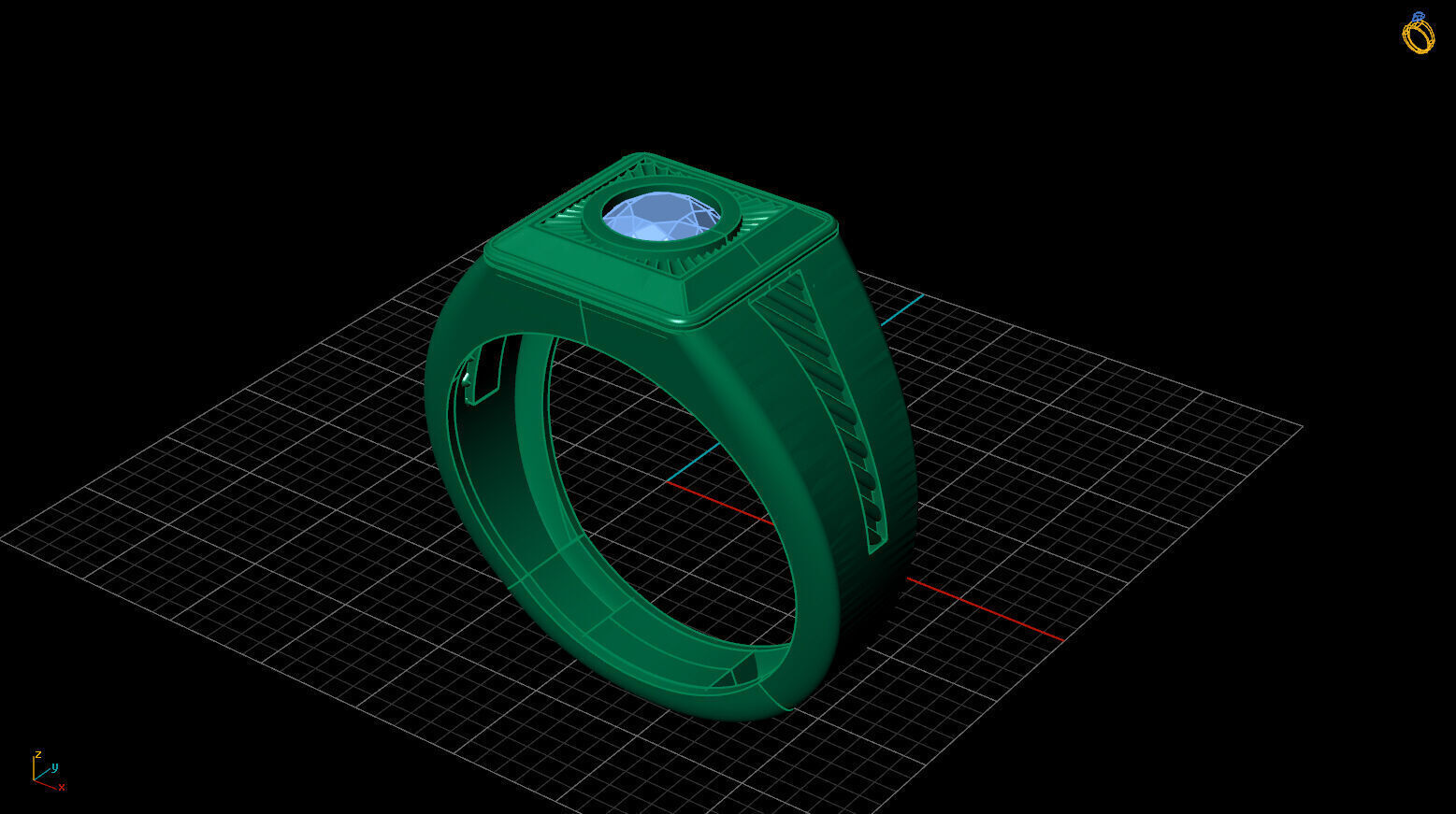 Print Ready STL 3DM Gents Rings Diamond Men Ring 3D print model_2