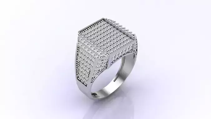 Print Ready STL 3DM  Gents Rings Diamond Men Ring 