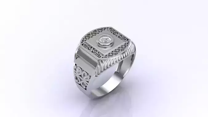Print Ready STL 3DM  Gents Rings Diamond Men Ring 