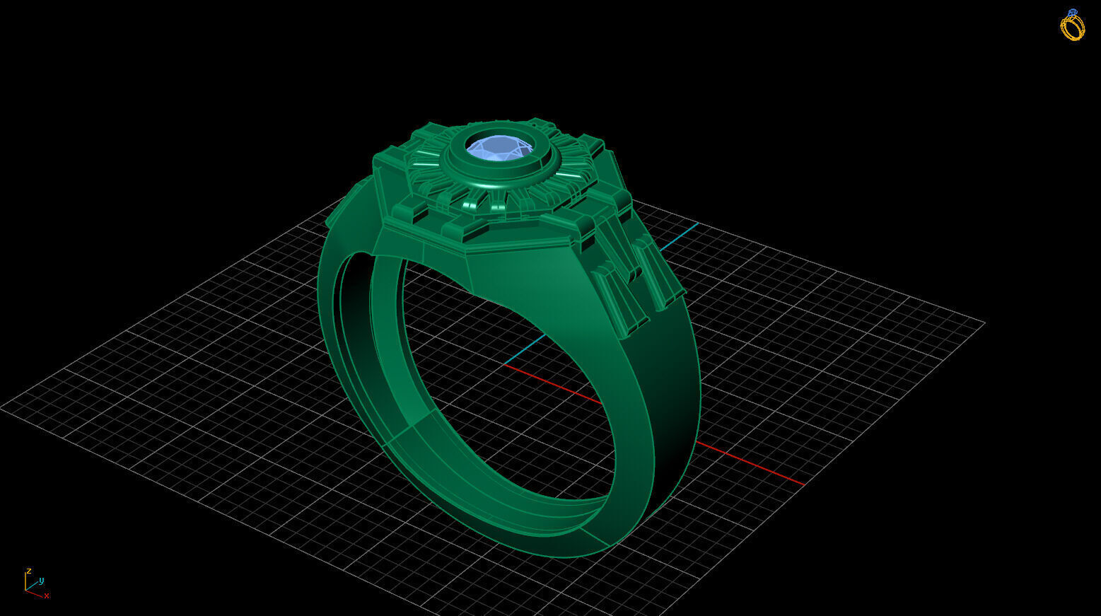 Print Ready STL 3DM Gents Rings Diamond Men Ring 3D print model_2