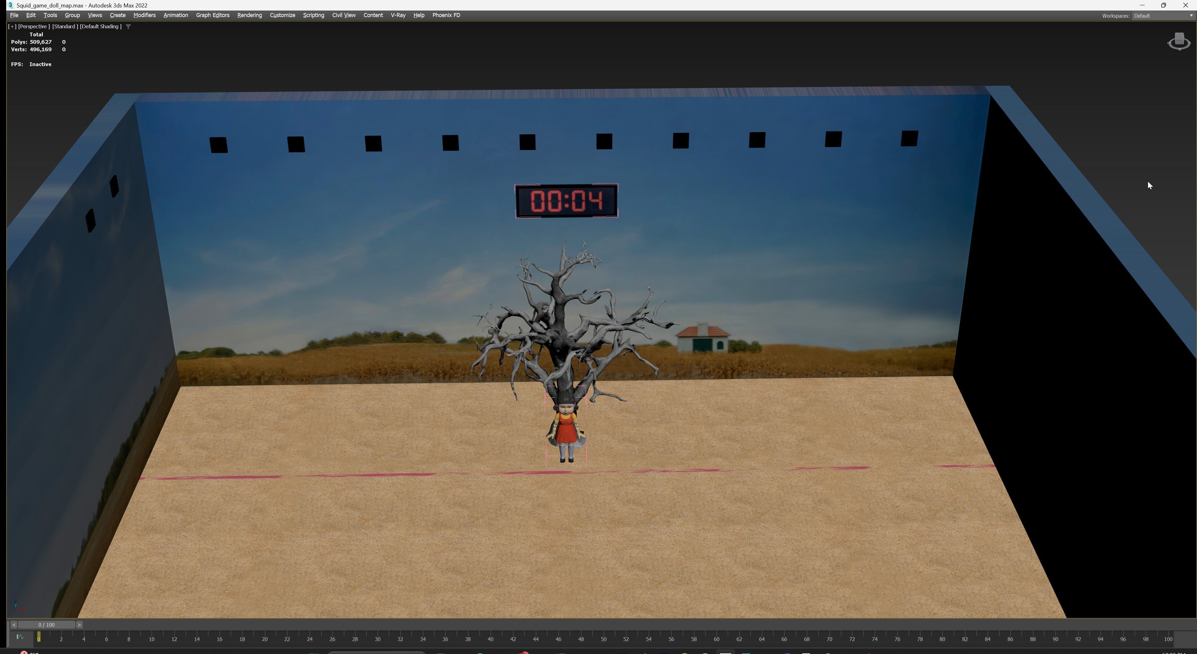 Squid Game - Red Light Green Light Doll Map with Characters Low-poly 3D model_33