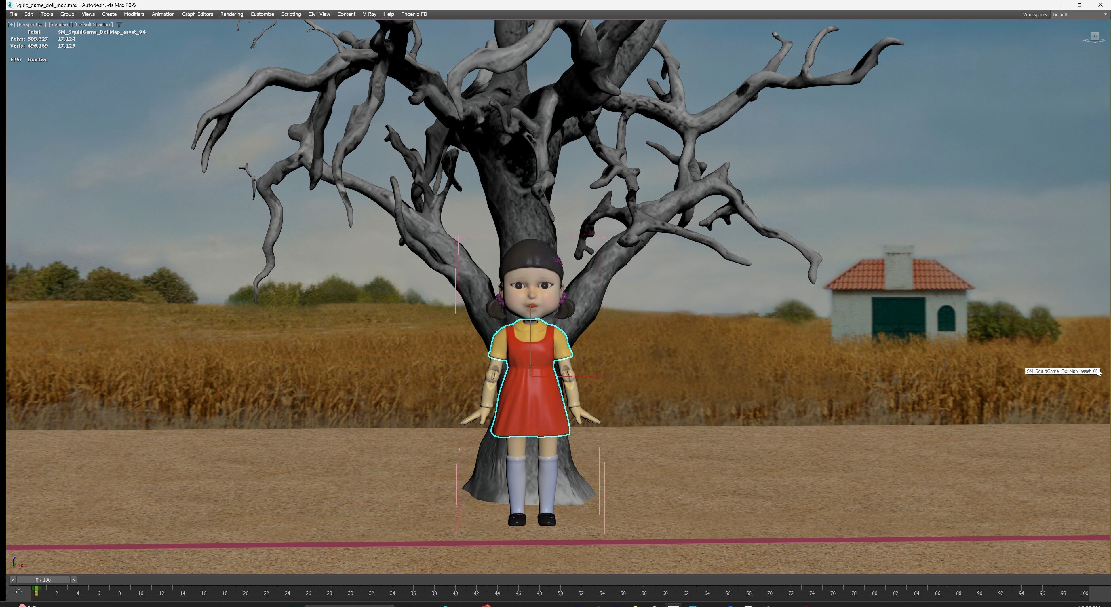 Squid Game - Red Light Green Light Doll Map with Characters Low-poly 3D model_34