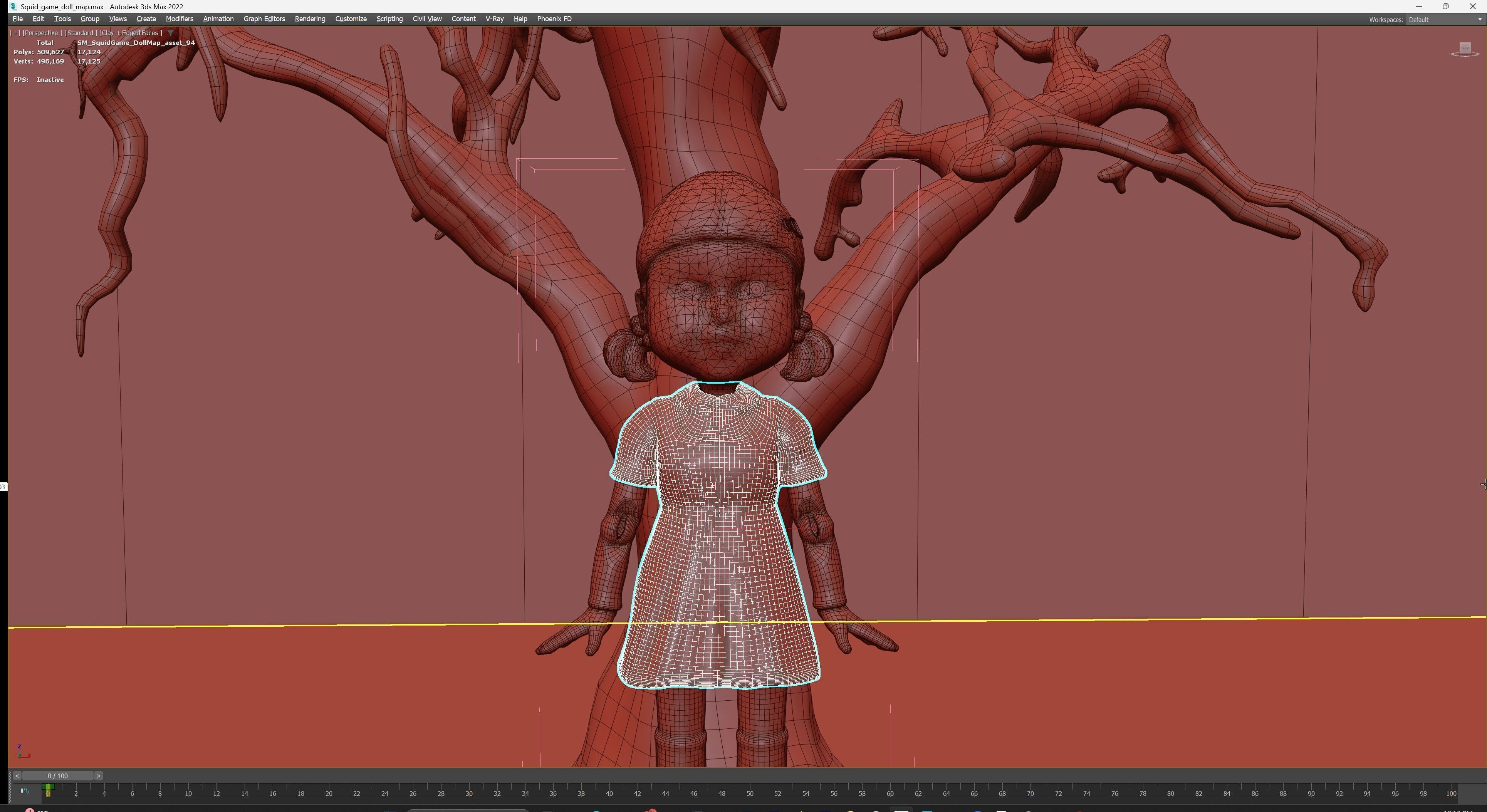 Squid Game - Red Light Green Light Doll Map with Characters Low-poly 3D model_35