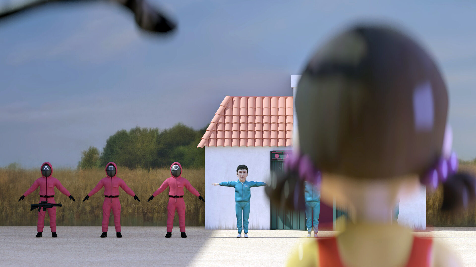 Squid Game - Red Light Green Light Doll Map with Characters Low-poly 3D model_20