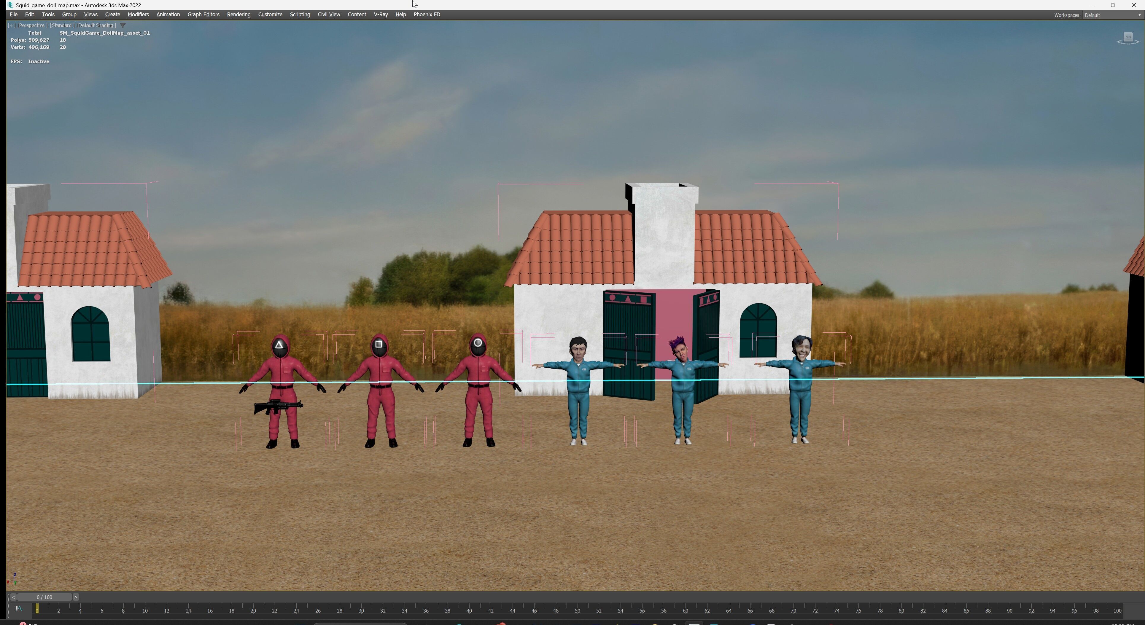 Squid Game - Red Light Green Light Doll Map with Characters Low-poly 3D model_31