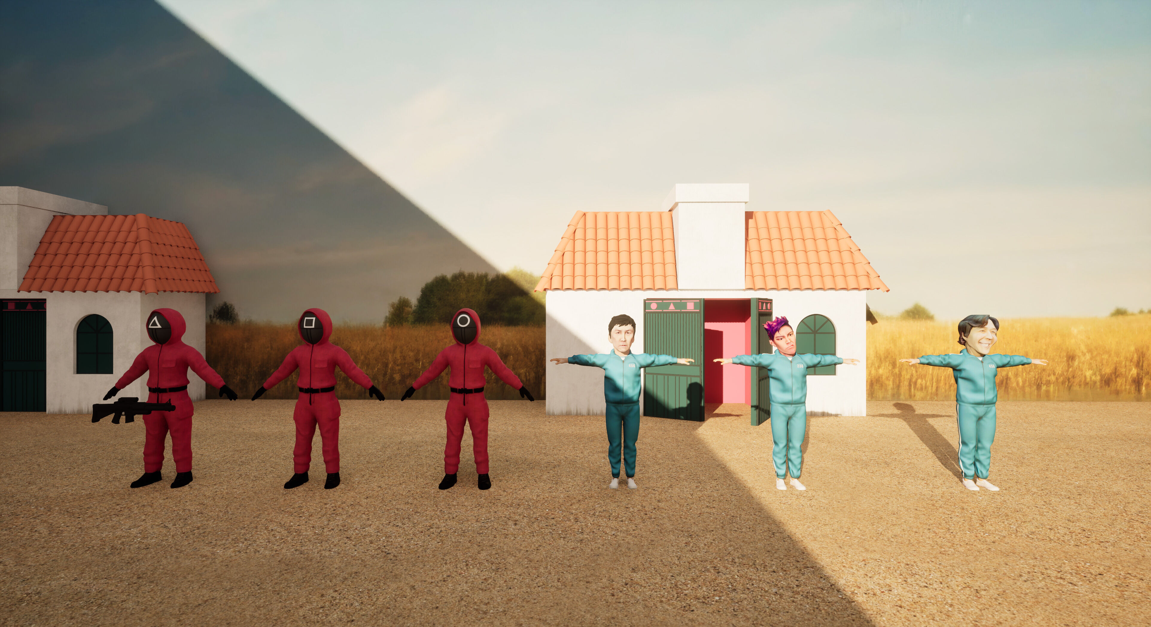 Squid Game - Red Light Green Light Doll Map with Characters Low-poly 3D model_45