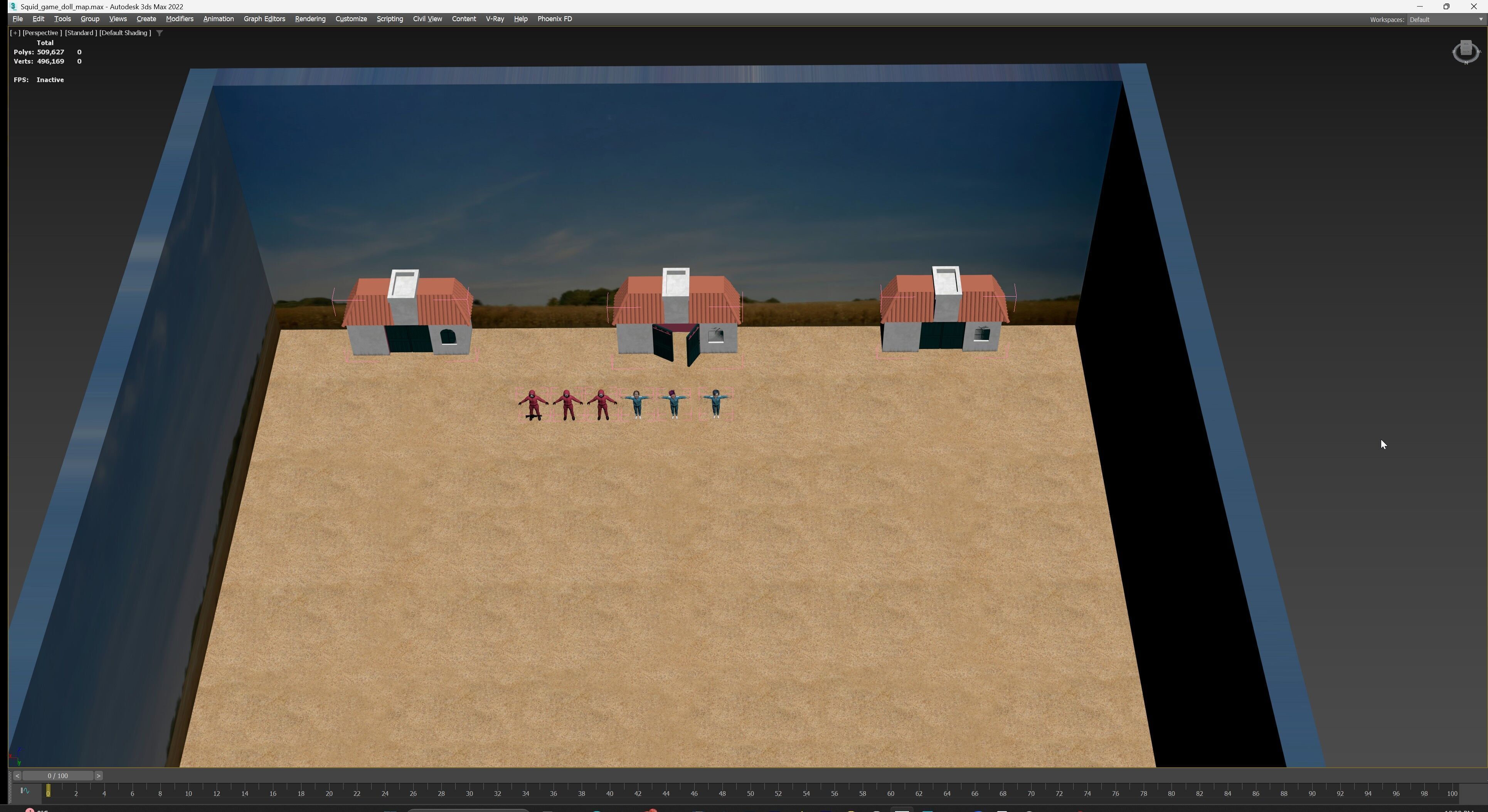 Squid Game - Red Light Green Light Doll Map with Characters Low-poly 3D model_32