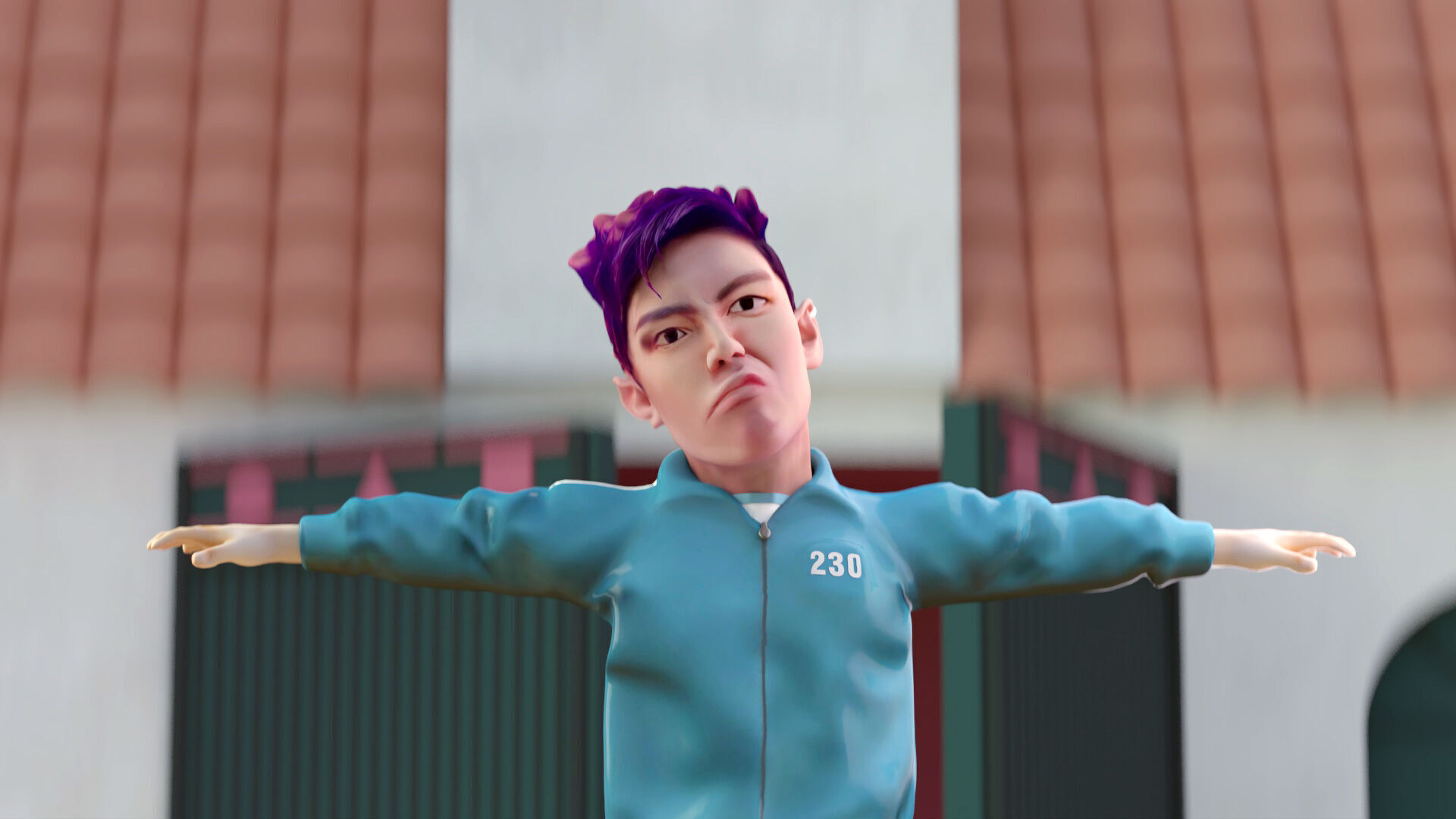 Squid Game - Red Light Green Light Doll Map with Characters Low-poly 3D model_4