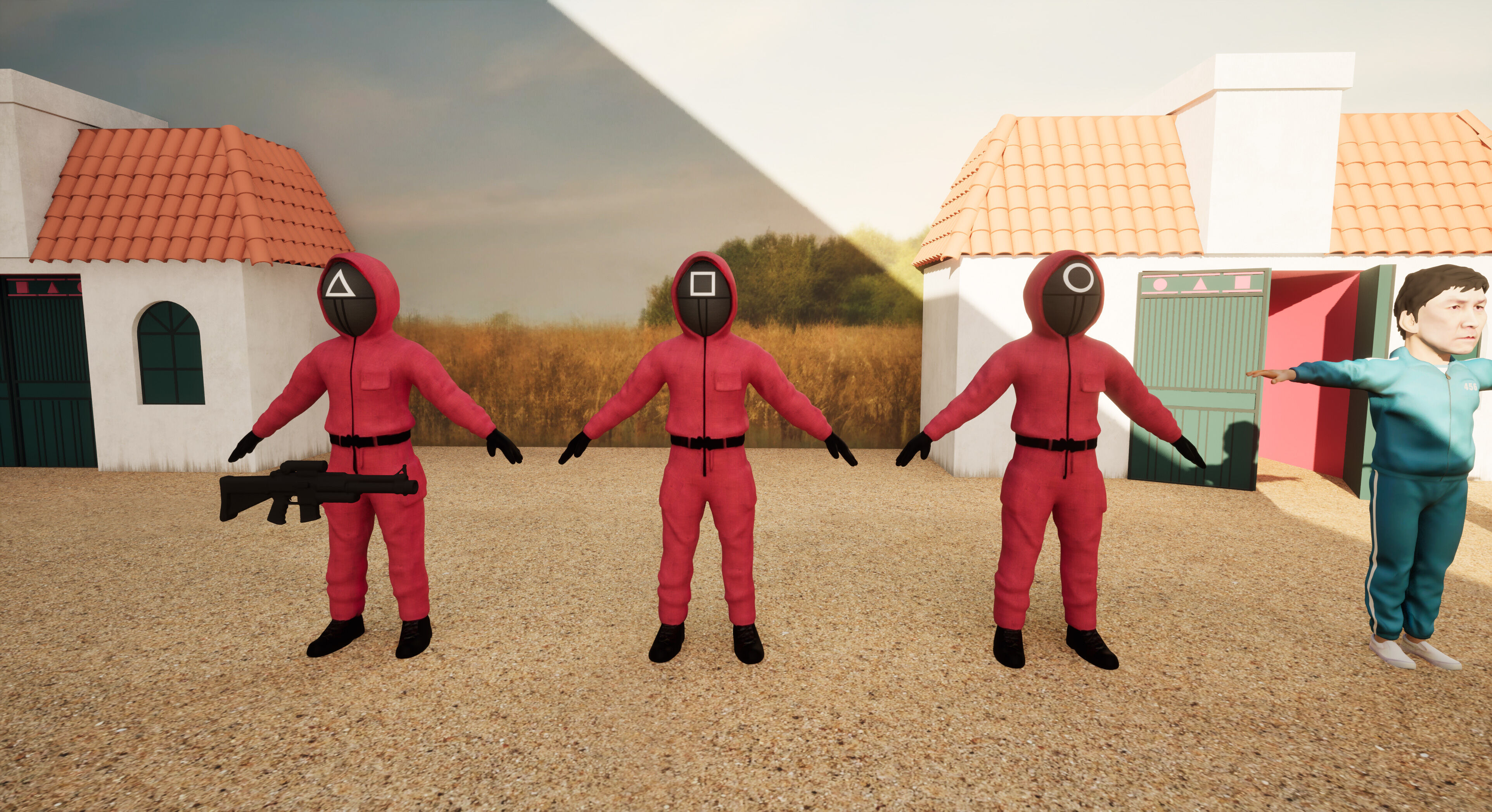 Squid Game - Red Light Green Light Doll Map with Characters Low-poly 3D model_23