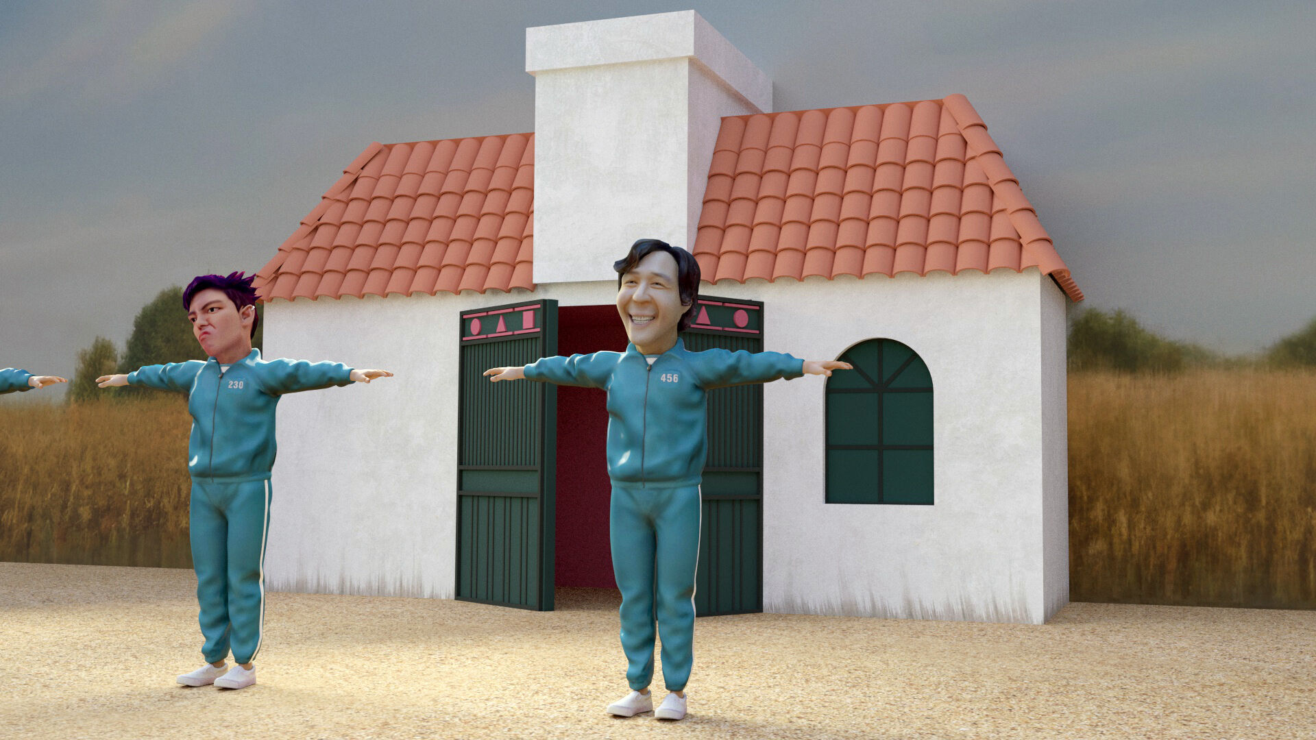 Squid Game - Red Light Green Light Doll Map with Characters Low-poly 3D model_9